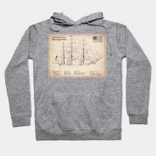 USS Constitution frigate blueprint plan - SD Hoodie